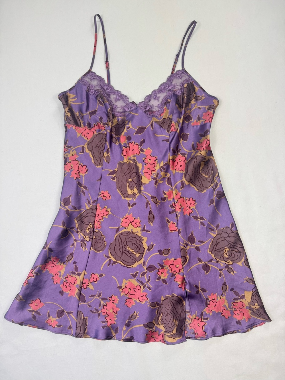 Vintage Victoria Secret Floral Satin Slip Dress size medium
